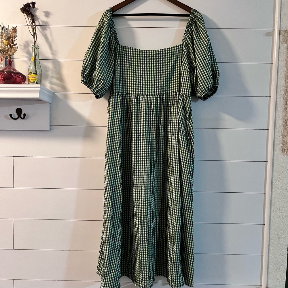 Nasty Gal Green Plaid Midi Dress US14